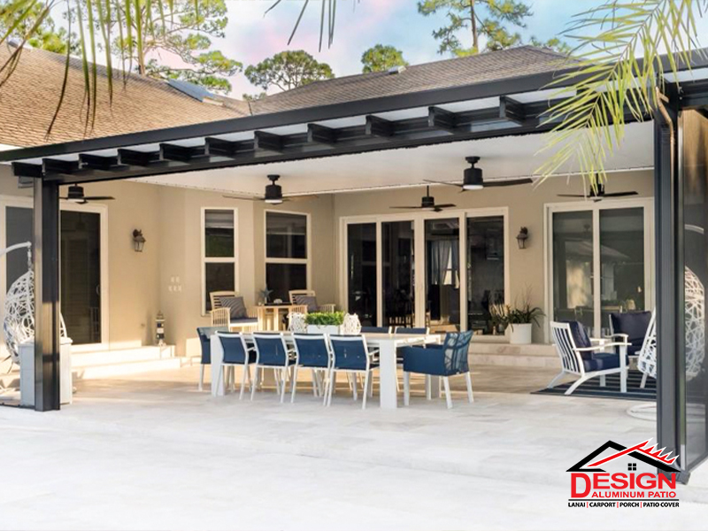 Elegant aluminum patio cover with pergola design in Ocala FL, stylish shade solution